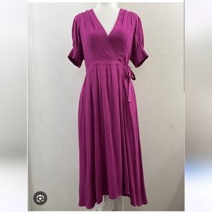 Maeve Anthropologie Breanna Wrap Dress Pink 10